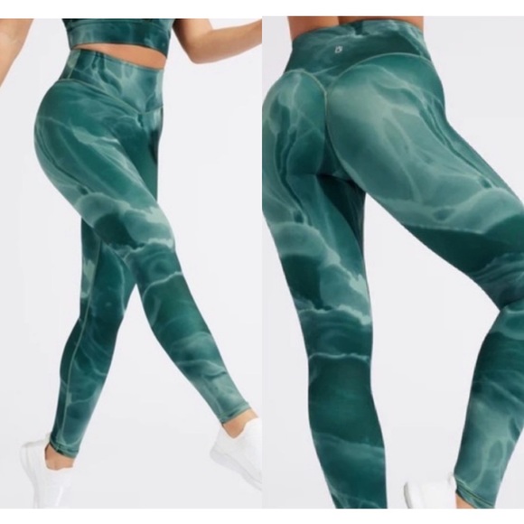 Buffbunny Collection Pants - BuffBunny Marble Green High Waisted Activewear Leggings